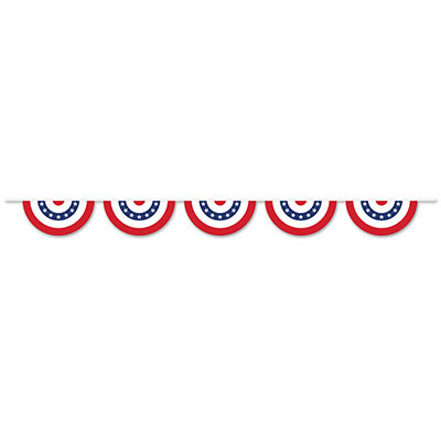 Banner with pennants that replicate bunting printed with a patriotic look.