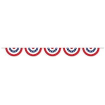 Banner with pennants that replicate bunting printed with a patriotic look.