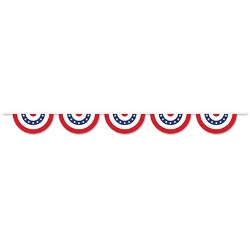 Banner with pennants that replicate bunting printed with a patriotic look.