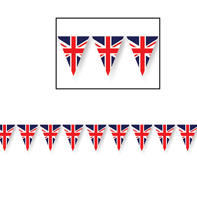 Pennant banner printed with the union jack flag.