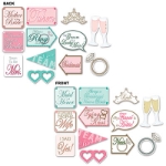 Fun signs for a wedding shower with cutouts such as rings, glass of champagne and so much more.