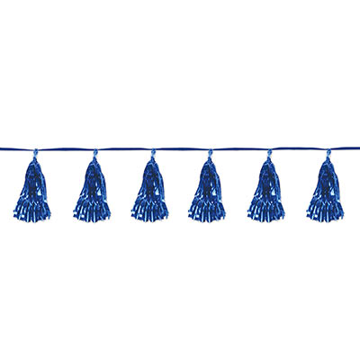 Blue Metallic Tassel Garland (Pack of 12) Metallic Tassel Garland, tassel, garland, blue, decoration, under the sea, New Years Eve, wholesale, inexpensive, bulk