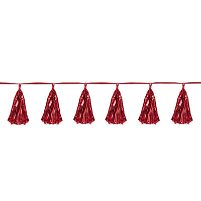 Red Metallic Tassel Garland (Pack of 12) Metallic Tassel Garland, tassel, garland, red, decoration, under the sea, New Years Eve, wholesale, inexpensive, bulk