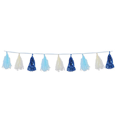 Metallic & Tissue Tassel Garland (Pack of 12) themed party, baby shower, hanging decoration