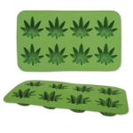 Ice mold designed to make ice in the shape of weed leaves.