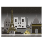 Insta-mural printed to look like the cityscape in Paris.