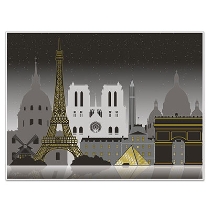 Insta-mural printed to look like the cityscape in Paris.