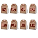 place setting cards in the theme of a world traveler