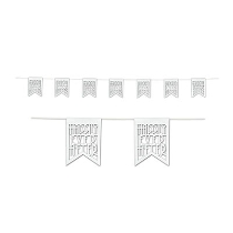 Banner with pennants that are white in color and reads "Happily Ever After".