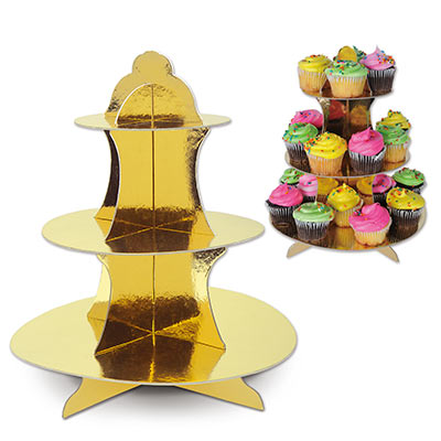 Shiny gold card stock cupcake centerpiece.