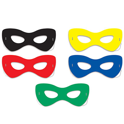 Assorted colored hero half masks.