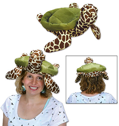 Plush hat to duplicate a sea turtle.