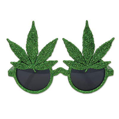 Glittered glasses that has frames shaped like week leaves.