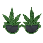 Glittered glasses that has frames shaped like week leaves.