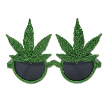 Glittered glasses that has frames shaped like week leaves.