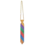 Beaded tie in rainbow colors.