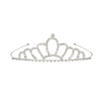 Silver tiara with shimmering rhinestones.