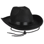 Black Felt Cowboy Hat (Pack of 6) Black Felt Cowboy Hat, cowboy hat, party favor, western, new year's eve, wholesale, inexpensive, bulk