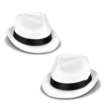 White Velour Havana Chairman Hats with Black Band