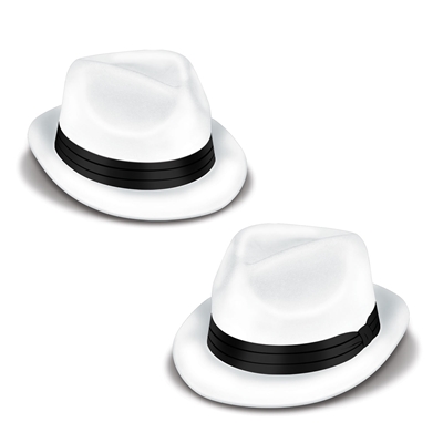 White Velour Havana Chairman Hats with Black Band