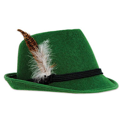 Deluxe Alpine Green Felt Hat with Feathers