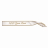 100 Years Loved White Satin Sash with Gold Trim and lettering