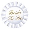Bride To Be White Satin Button with Gold lettering 