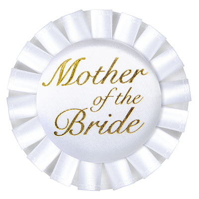 Mother Of The Bride White Satin Button with Gold lettering