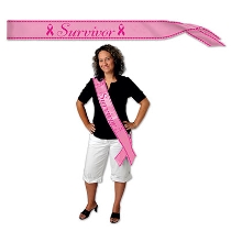 Pink Survivor Satin Sash with Dark Pink lettering