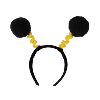 Soft-Touch Pom-Pom Black and Yellow Springy Headband