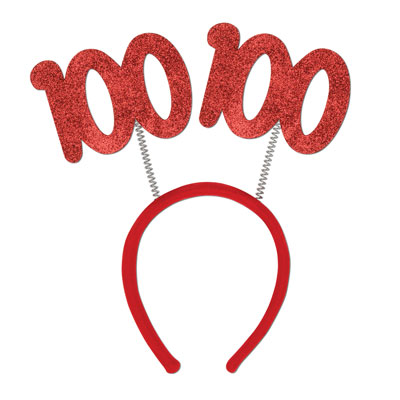Red 100 Glittered Springy Headband