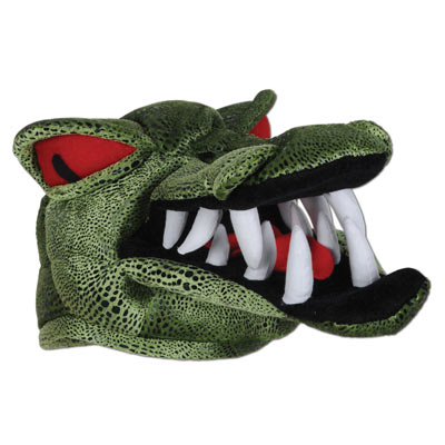 Plush Crocodile Hat showing teeth