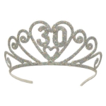 Glittered metal tiara with a "30" wish.