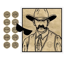 Pin the bade on the sheriff game including eye covers.