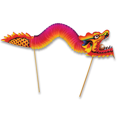 Toothpick with bright colored dragon attached. 