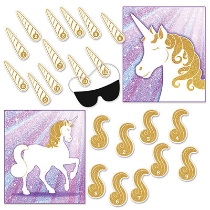 party game with gold and purple glittered unicorn pieces