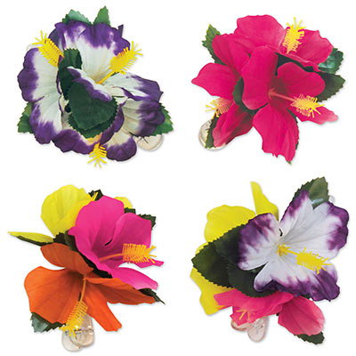 Hair clips designed with bright beautiful flowers. 
