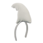 Gray headband with plush shark fin attached. 