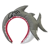 Headband with plush material that replicates a shark with its mouth open. 