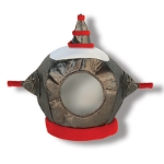 Robot helmet made with great details on fabric material. 