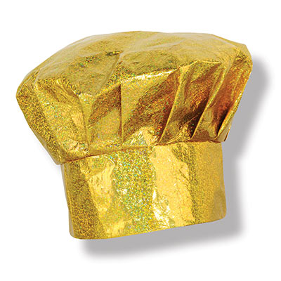 Gold prismatic chefs hat. 