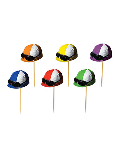 Jockey Helmet Picks (Pack of 600) Jockey Helmet Picks, jockey helmet, picks, derby day, decoration, wholesale, inexpensive, bulk