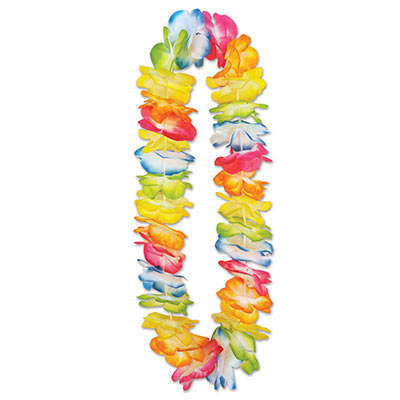 Mahalo floral lei made of various colored petals. 