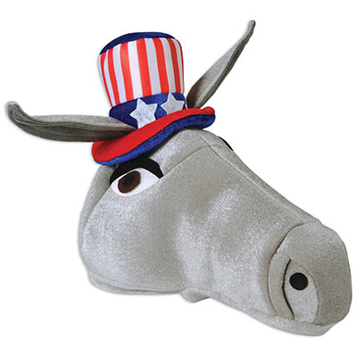 Plush Patriotic Donkey Hat (Pack of 6) Plush Patriotic Donkey Hat, plush, patriotic, donkey, hat, democrat, vote, july 4th, wholesale, inexpensive, bulk, party favor