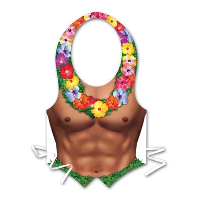 Plastic Hula Hunk Tie on Vest for a Luau