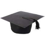 Black Grad Hat in Fabric Material with Cardstock top an tassel