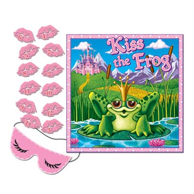 Kiss The Frog Party Game comes with a blind fold