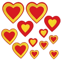 Red with Encapsulated Glittered Heart Cutouts 