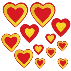 Red with Encapsulated Glittered Heart Cutouts 