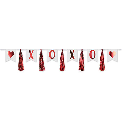 XOXO Red Metallic Tassel Streamer for Valentine's Day 